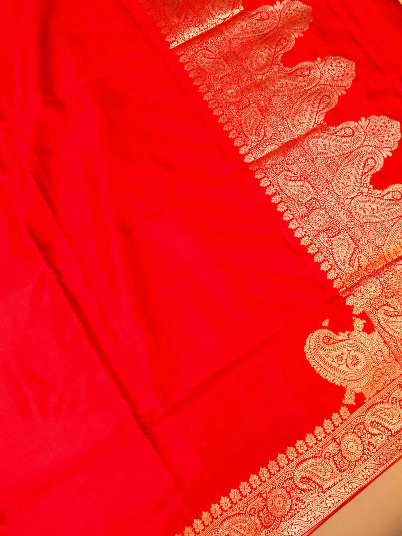 Handwoven Red Banarasi Katan Silk  Saree