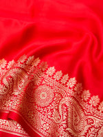 Handwoven Red Banarasi Katan Silk  Saree