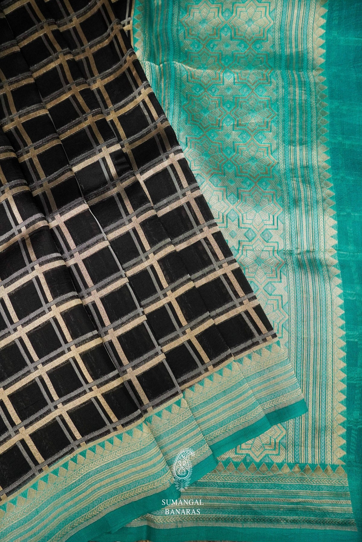 Handwoven Black Banarasi Organza Silk Saree