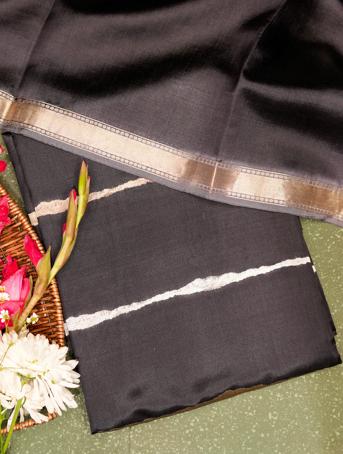 Handwoven Black Banarasi Mashru Silk  Suit