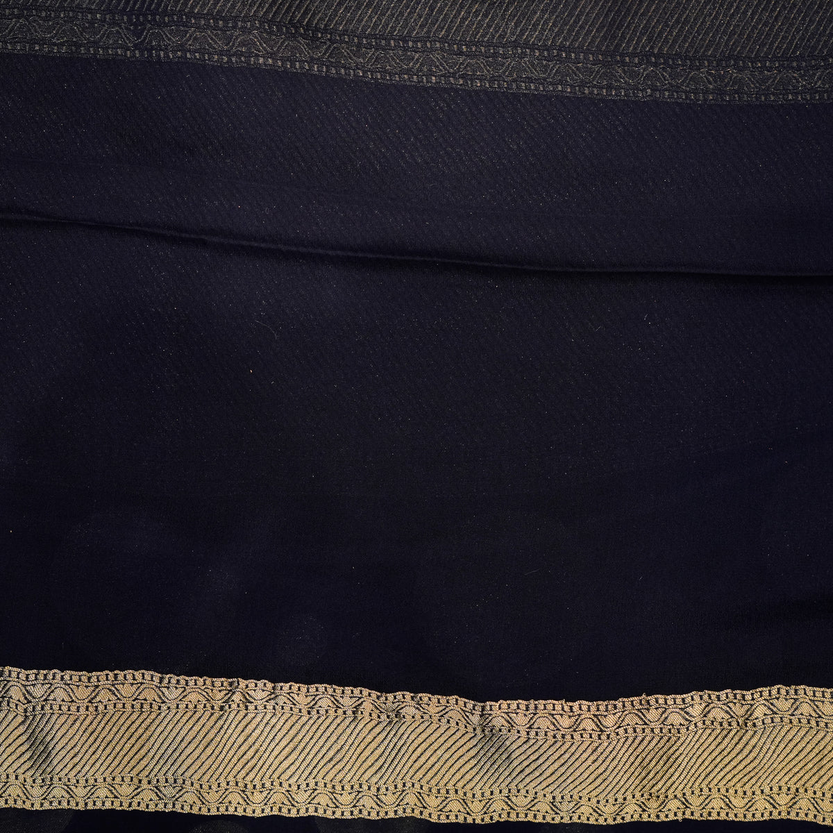 Handwoven Navy Blue Banarasi Georgette Saree