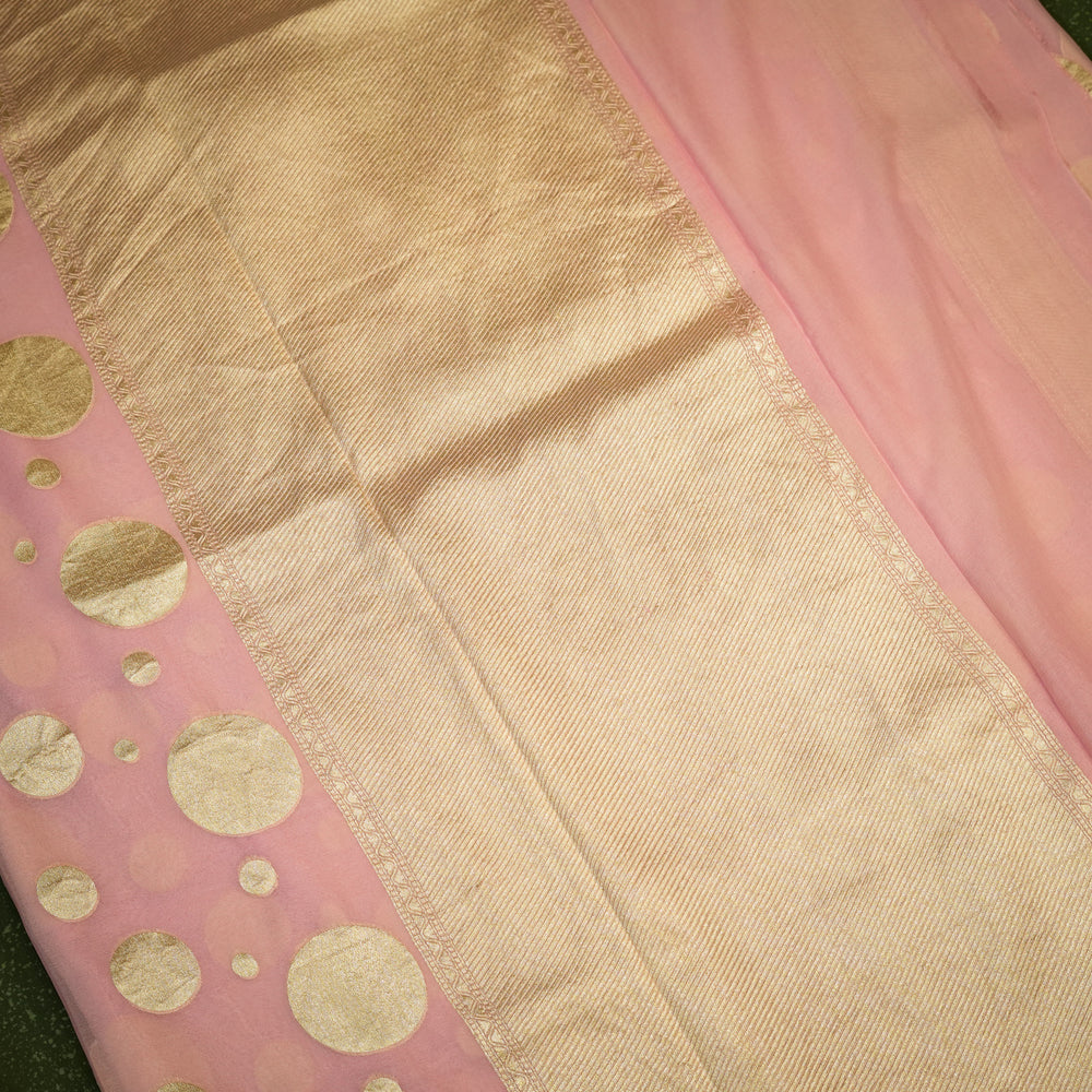 Handwoven Pastel Pink Banarasi Georgette Saree