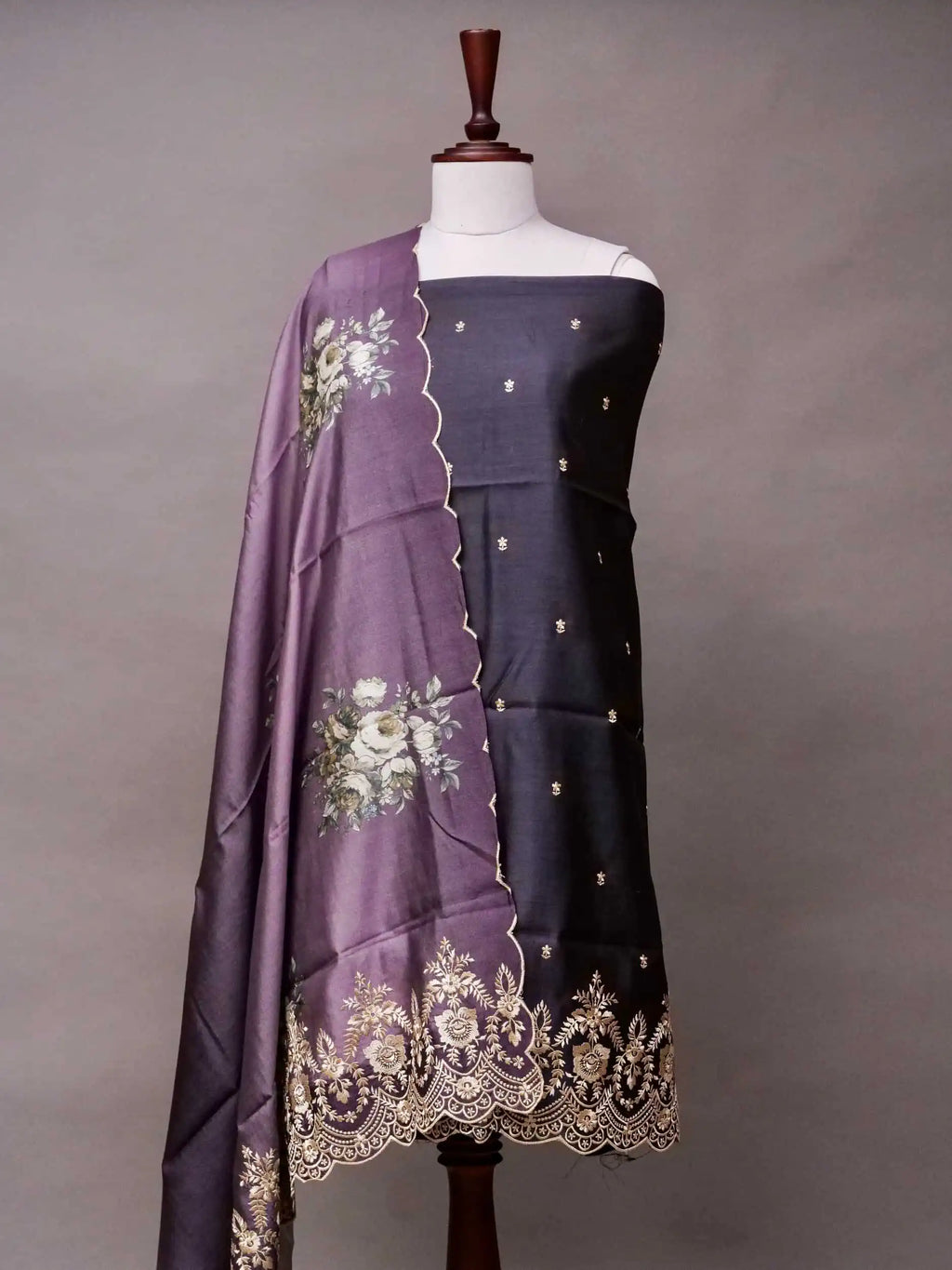 Handwoven Banarasi Dark Purple Katan Silk Suit
