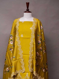 Handwoven Banarasi Mustard Katan Silk Suit