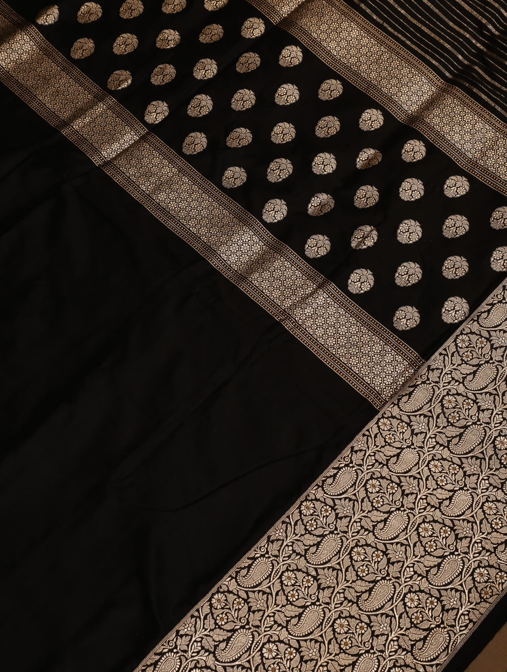 Handwoven Black Banarasi Katan Silk Saree