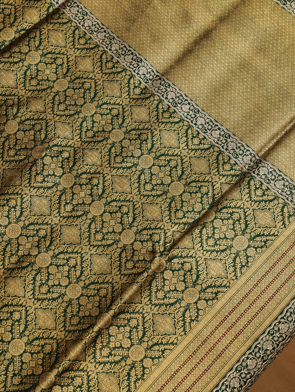 Handwoven Green Banarasi Katan Silk Saree