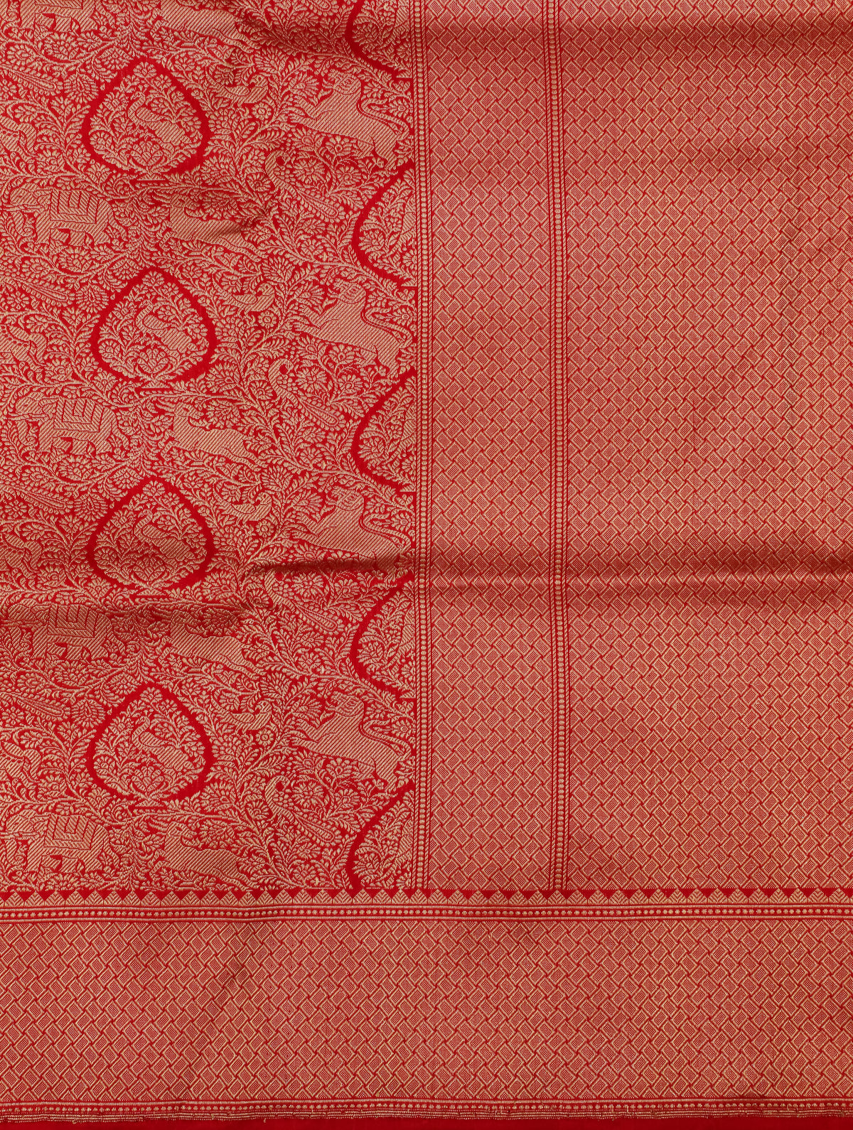 Handwoven Red Banarasi Katan Silk Saree