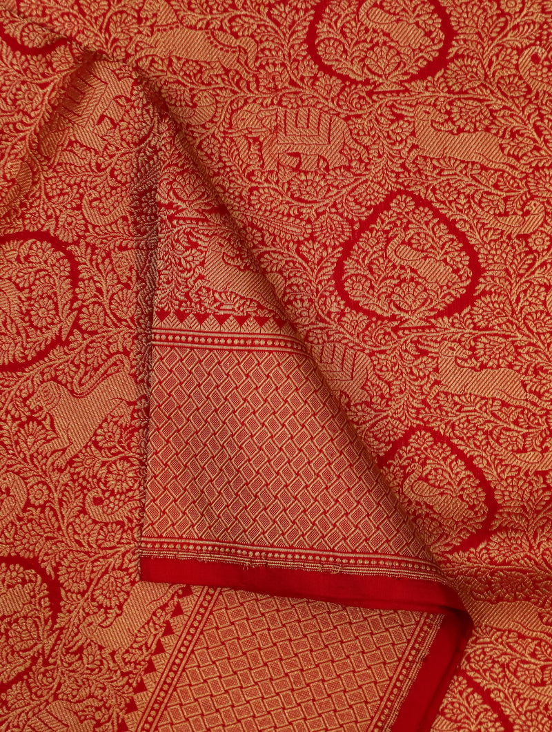 Handwoven Red Banarasi Katan Silk Saree