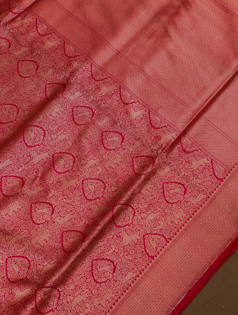 Handwoven Pink Banarasi Katan Silk Saree