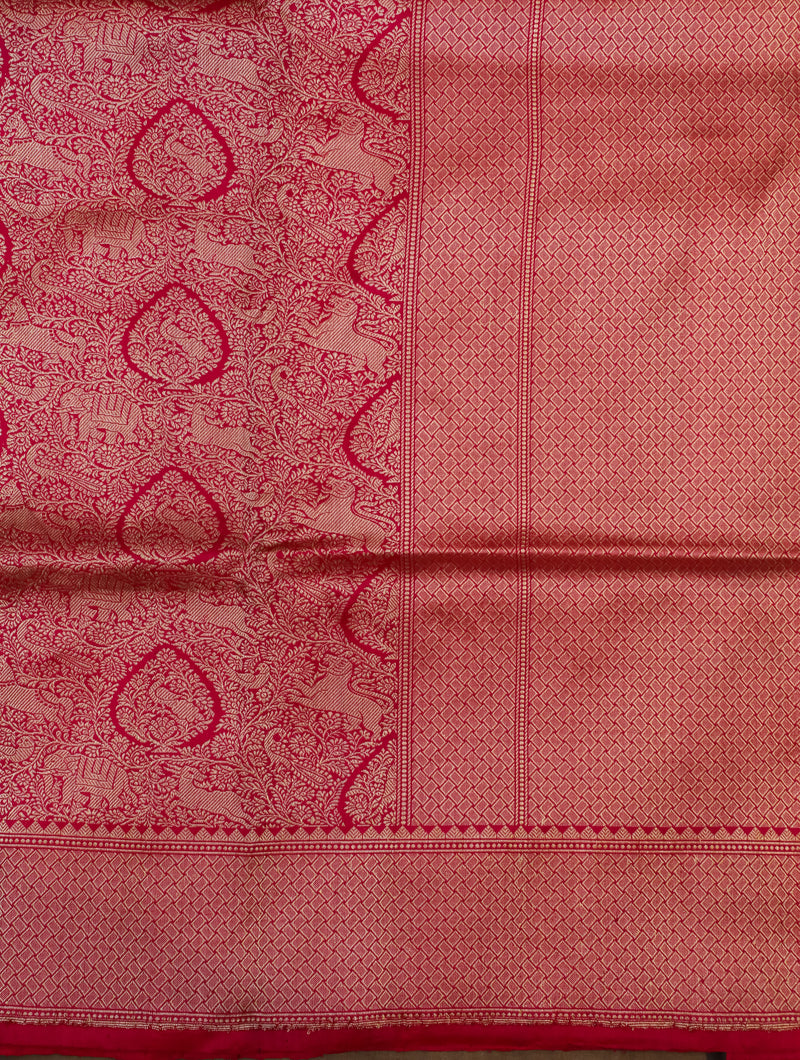 Handwoven Pink Banarasi Katan Silk Saree