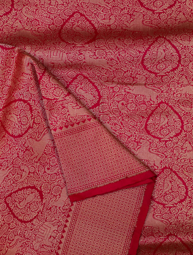 Handwoven Pink Banarasi Katan Silk Saree