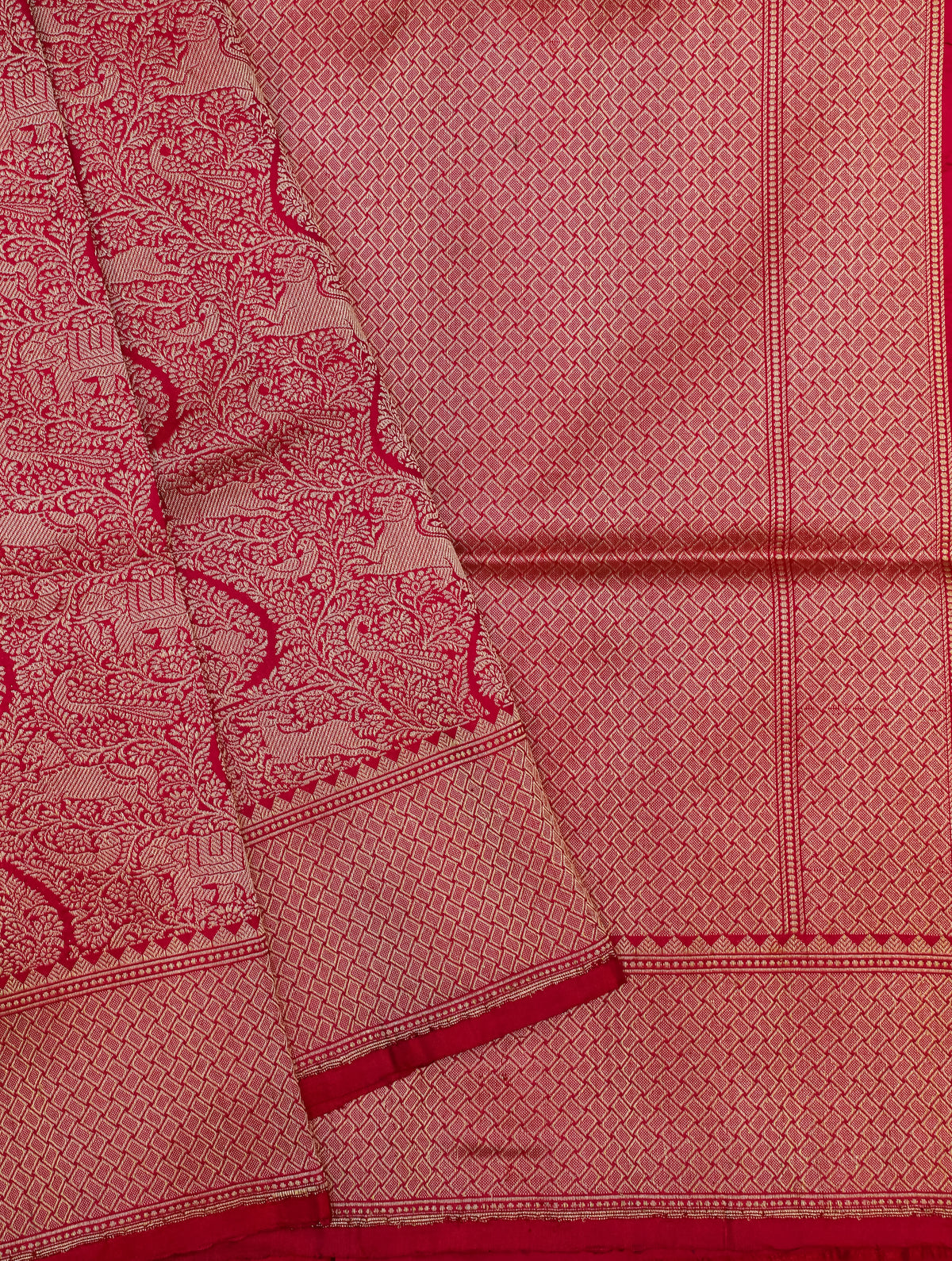 Handwoven Pink Banarasi Katan Silk Saree