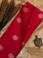 Handwoven Cherry Red Banarasi Katan Silk Saree