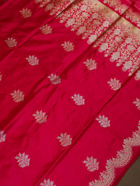 Handwoven Cherry Red Banarasi Katan Silk Saree