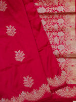 Handwoven Cherry Red Banarasi Katan Silk Saree