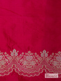 Handwoven Cherry Red Banarasi Katan Silk Saree