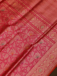 Handwoven Pink Banarasi Katan Silk Saree