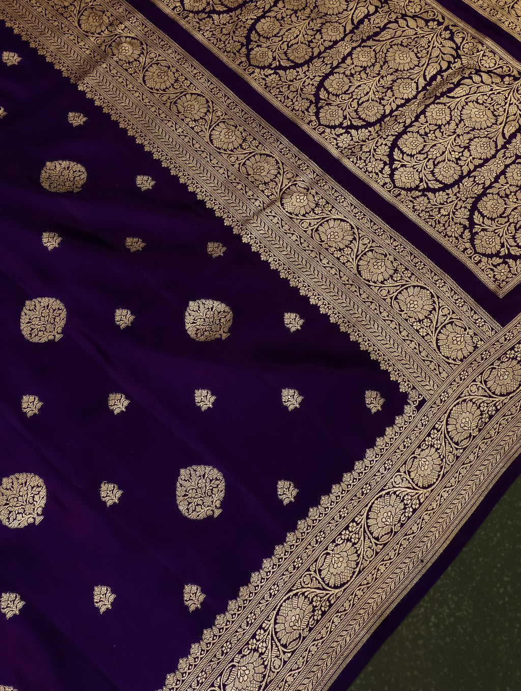 Handwoven Purple Banarasi Mashru Silk Saree