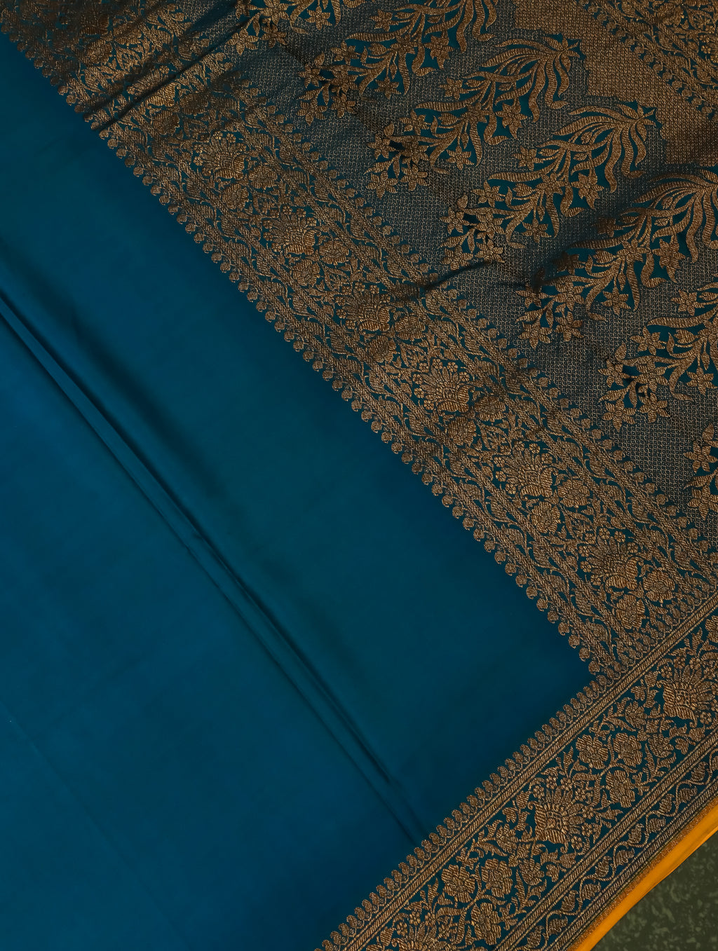 Handwoven Teal Blue Banarasi Mashru Silk Saree