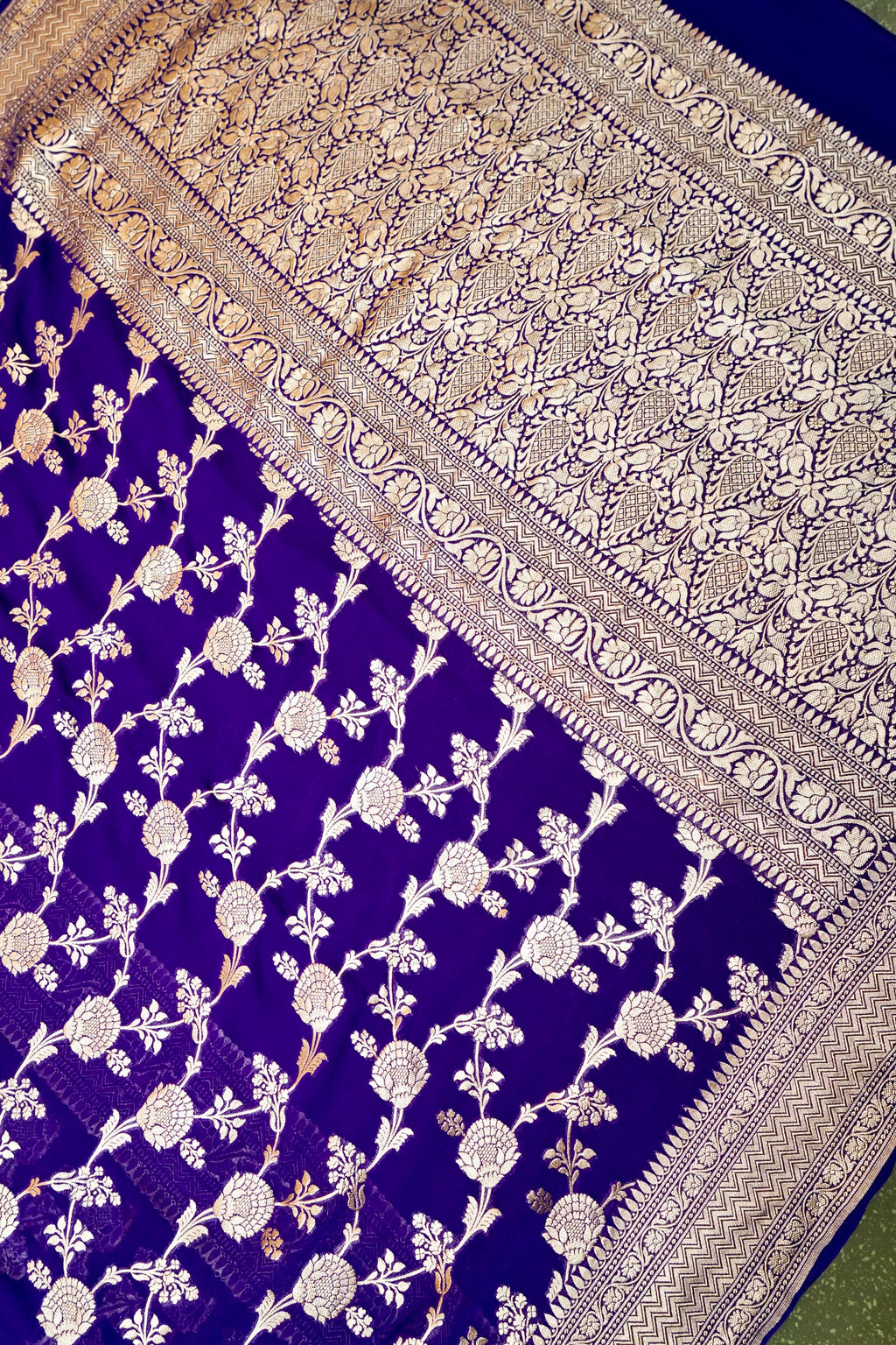 Handwoven Violet Banarasi Khaddi Georgette Saree