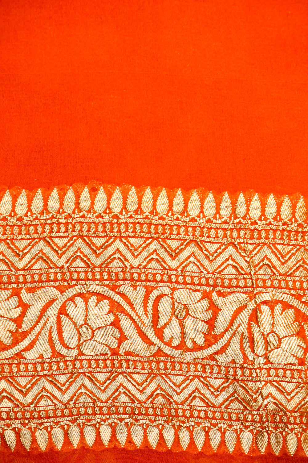 Handwoven Orange Banarasi Khaddi Georgette Saree