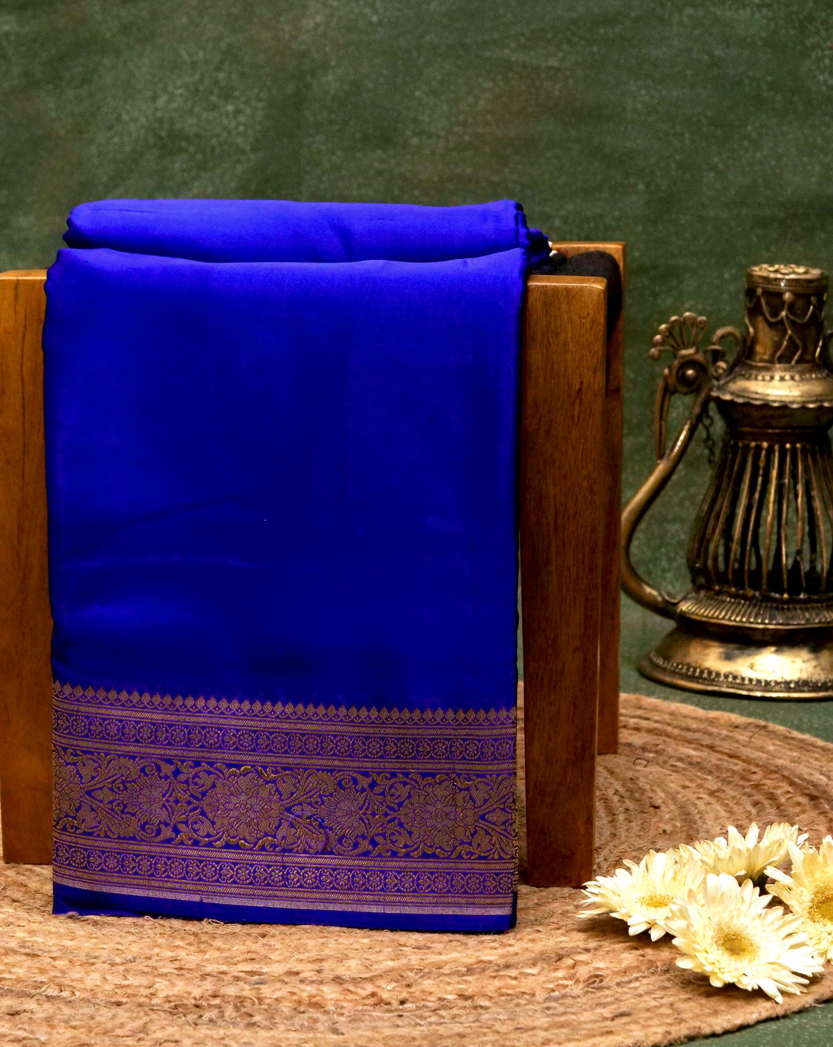 Handwoven Royal Blue Banarasi Mashru Silk Saree