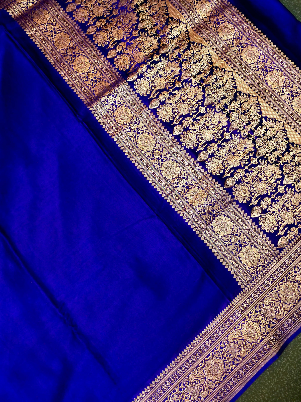 Handwoven Royal Blue Banarasi Mashru Silk Saree