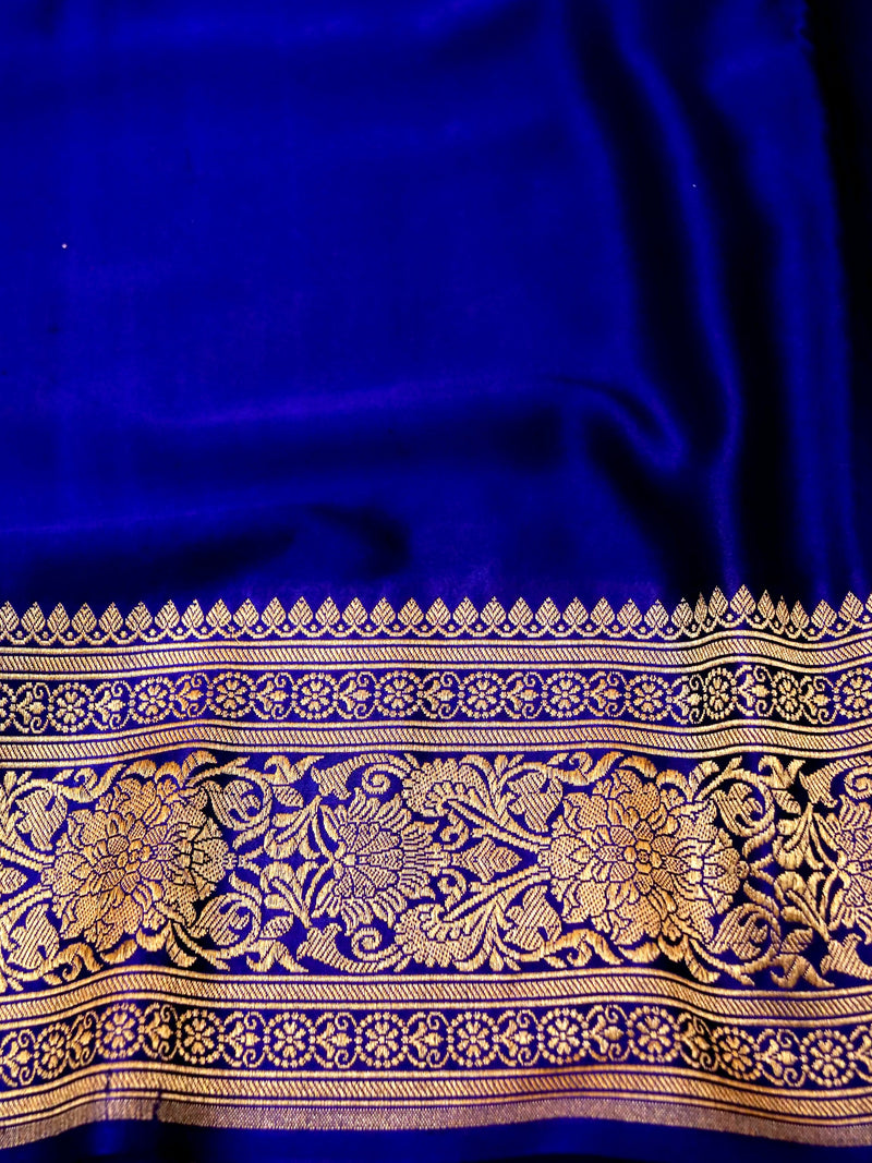 Handwoven Royal Blue Banarasi Mashru Silk Saree