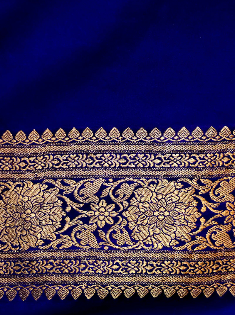 Handwoven Royal Blue Banarasi Mashru Silk Saree