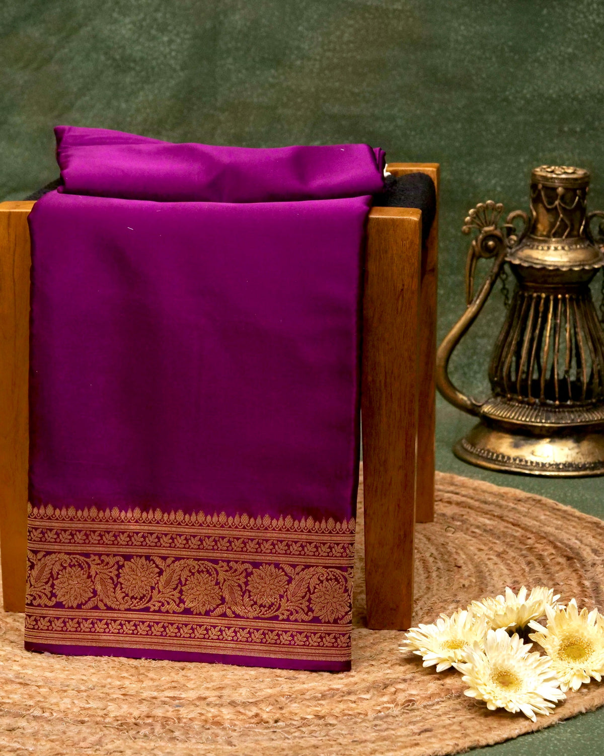 Handwoven Magenta Banarasi Mashru Silk Saree