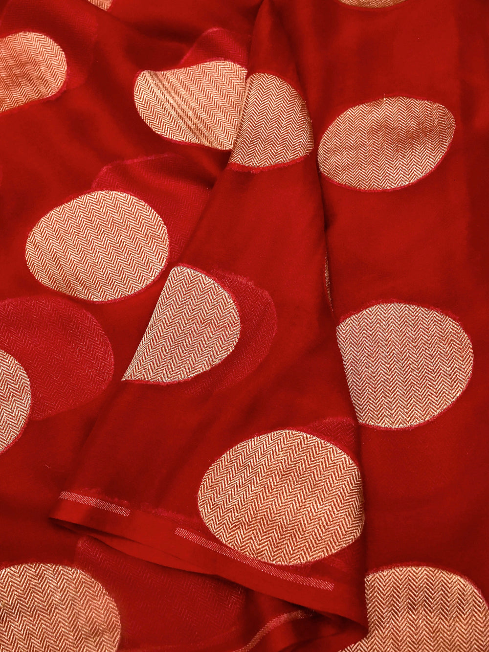 Handwoven Hot Red Banarasi Organza Silk Saree