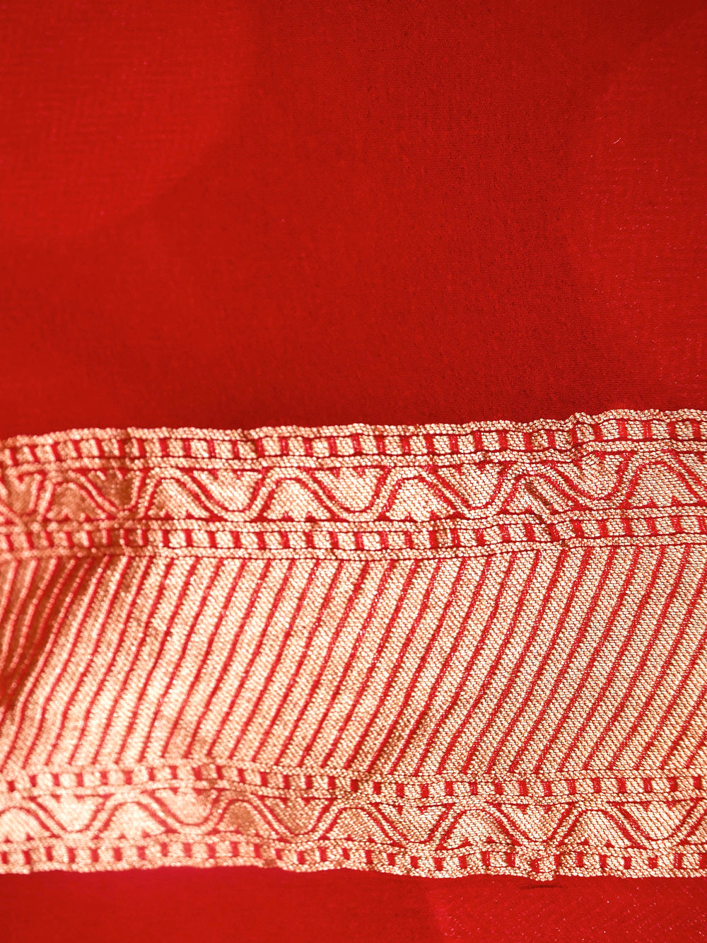 Handwoven Hot Red Banarasi Organza Silk Saree