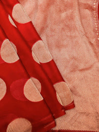 Handwoven Hot Red Banarasi Organza Silk Saree