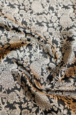 Jet Black Shikargah Katan Silk Handwoven Banarasi Thaan