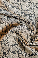 Jet Black Shikargah Katan Silk Handwoven Banarasi Thaan