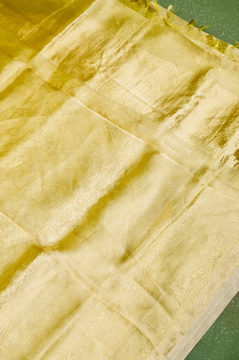 Handwoven Yellow Banarasi Tissue Silk Saree
