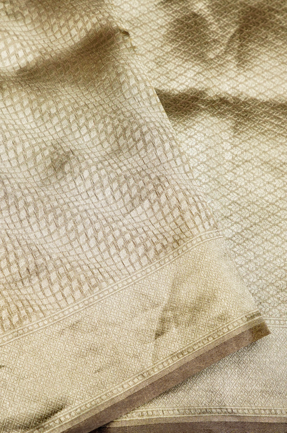 Handwoven Brown Banarasi Tissue Silk Saree