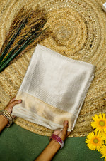 Handwoven Silver Banarasi Tissue Silk Saree