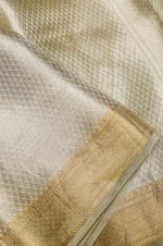 Handwoven Silver Banarasi Tissue Silk Saree