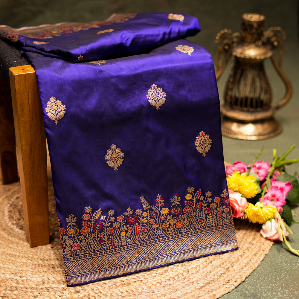 Handwoven Violet Banarasi Katan Silk Saree