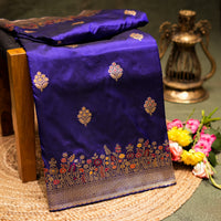 Handwoven Violet Banarasi Katan Silk Saree