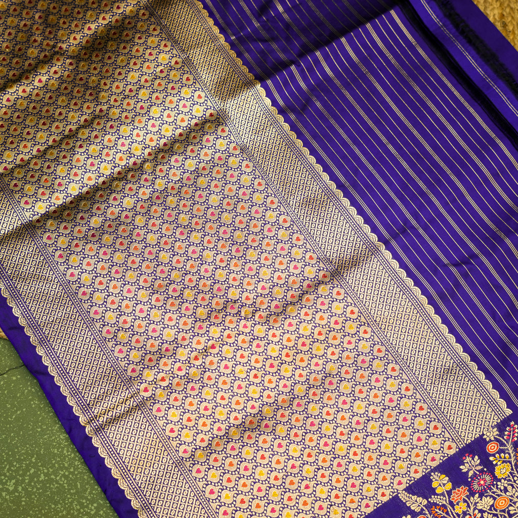 Handwoven Violet Banarasi Katan Silk Saree