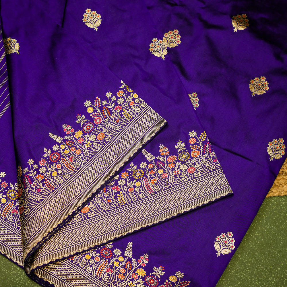 Handwoven Violet Banarasi Katan Silk Saree