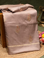 Handwoven Rose Gold Banarasi Katan Silk Saree