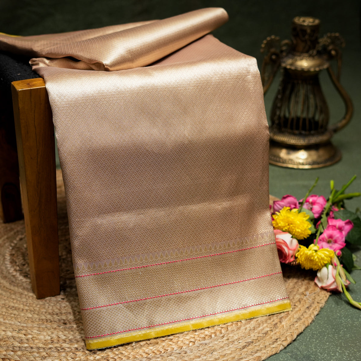 Handwoven Golden Banarasi Tissue Silk Saree