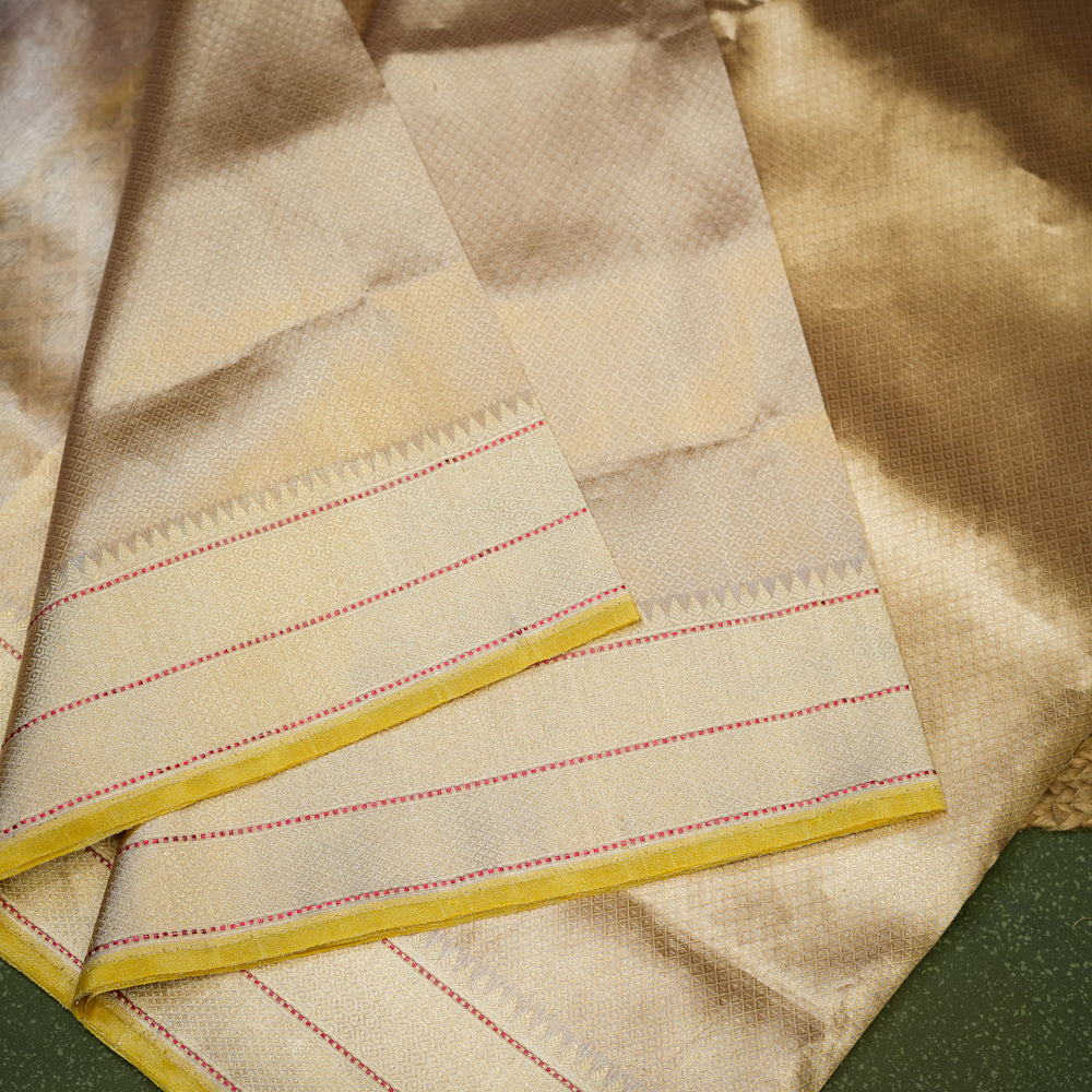 Handwoven Golden Banarasi Tissue Silk Saree