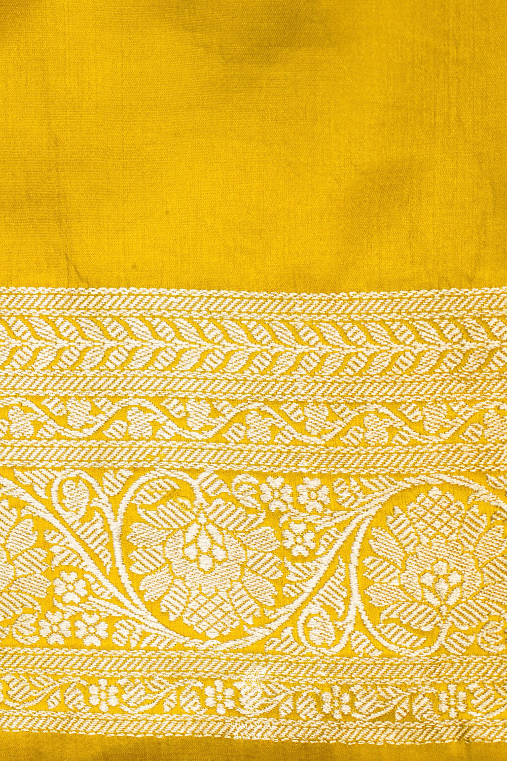 Handwoven Mustard Yellow Banarasi Mashru Silk Saree