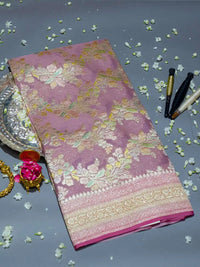 Handwoven Onion Pink Banarasi Georgette Saree