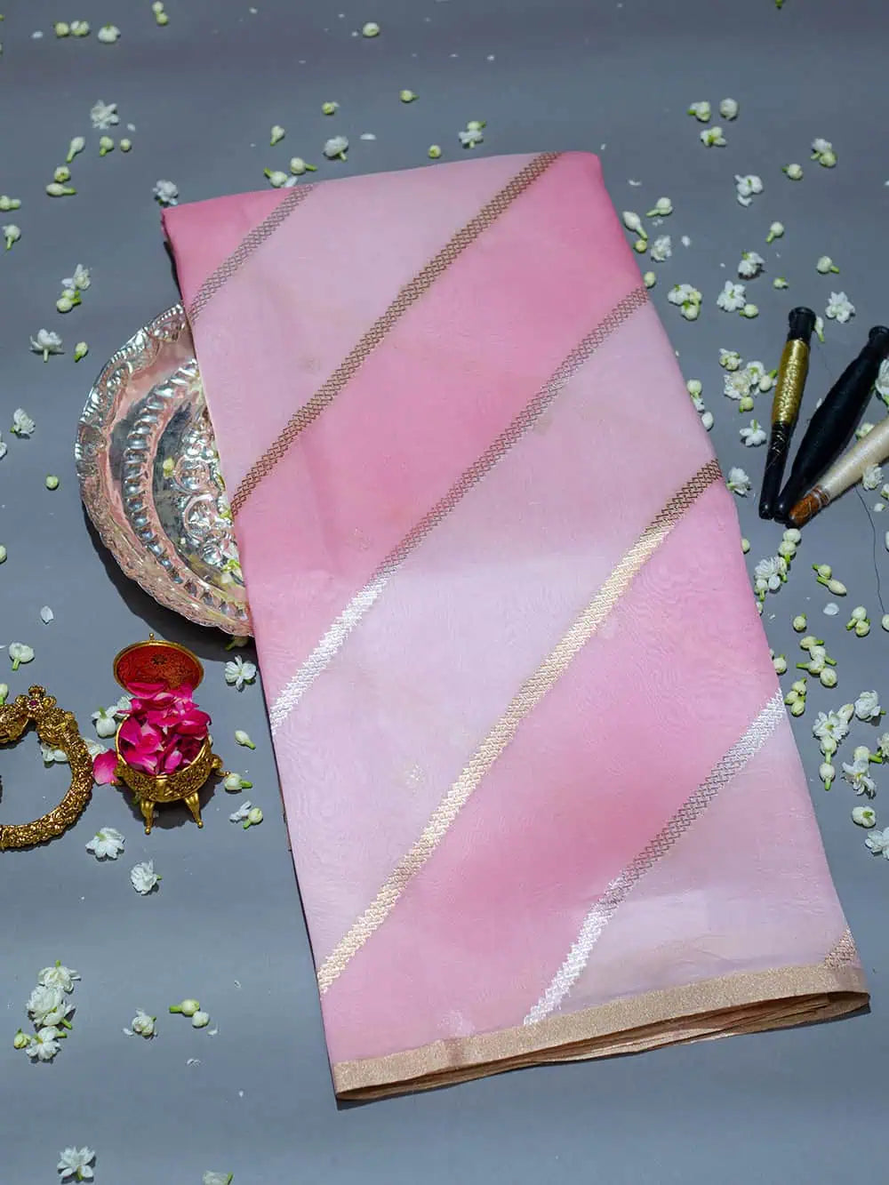 Handwoven Rangkat Banarasi Kora Silk Saree