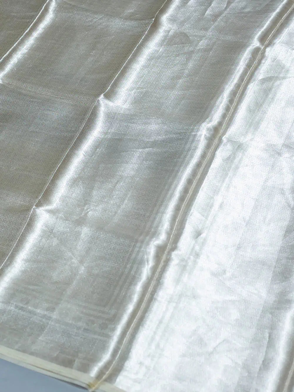 Handwoven Silver Banarasi Tissue Silk Saree